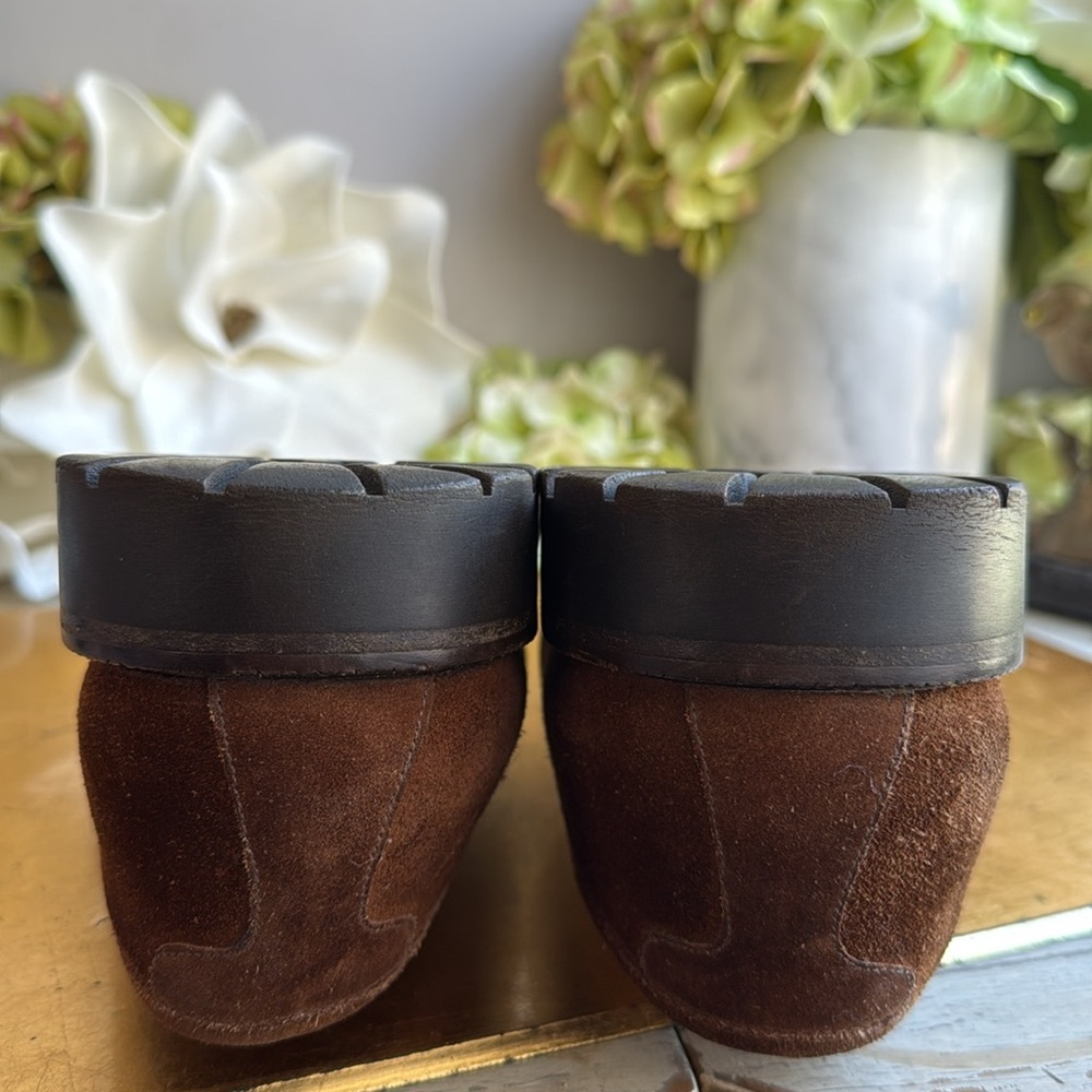 Bruno Magli Ken Lug Sole Penny Loafer in Chestnut Suede | Bologna Construction - Picture 16 of 16